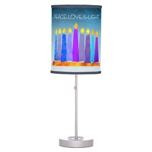 Hanukkah Boho Candles Turquoise Peace Love Light Table Lamp