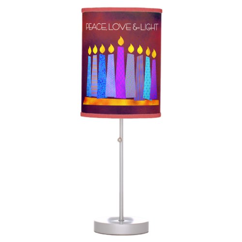 Hanukkah Boho Pattern Candles Red Peace Love Light Table Lamp