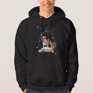 Hanukkah British Bulldog Dog Snow Globe Pajama Hoodie