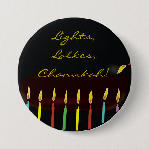 Hanukkah Button, Lights, Latkes, Chanukah! Button