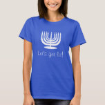 Hanukkah Candelabra Candle Let's Get Lit T-Shirt<br><div class="desc">This design was created through digital art. It may be personalized by clicking the customize button and changing the color, adding a name, initials or your favorite words. Contact me at colorflowcreations@gmail.com if you with to have this design on another product. Purchase my original abstract acrylic painting for sale at...</div>