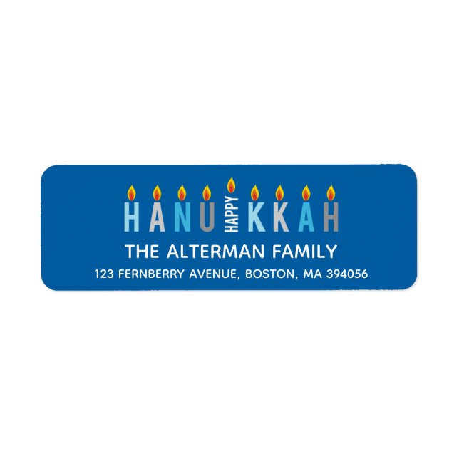 Hanukkah Candle Return Address Label Template (Front)