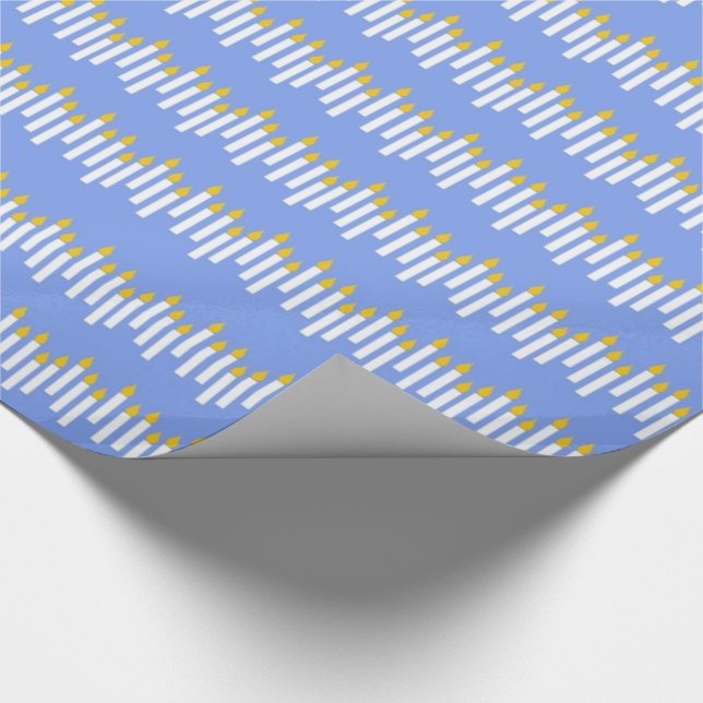 Hanukkah Candles on Blue Gift Wrap (Corner)