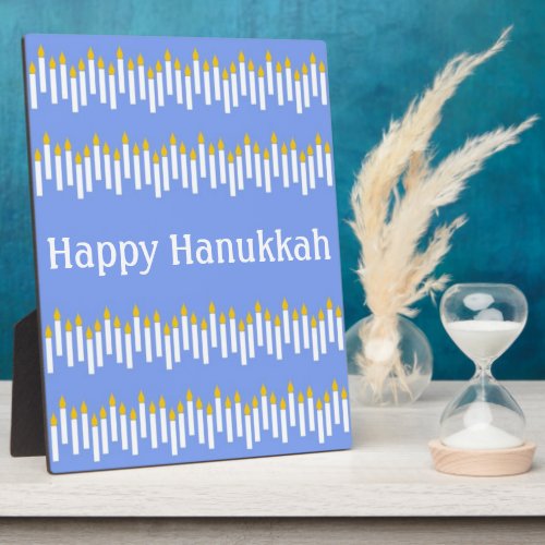 Hanukkah Candles on Blue Plaque