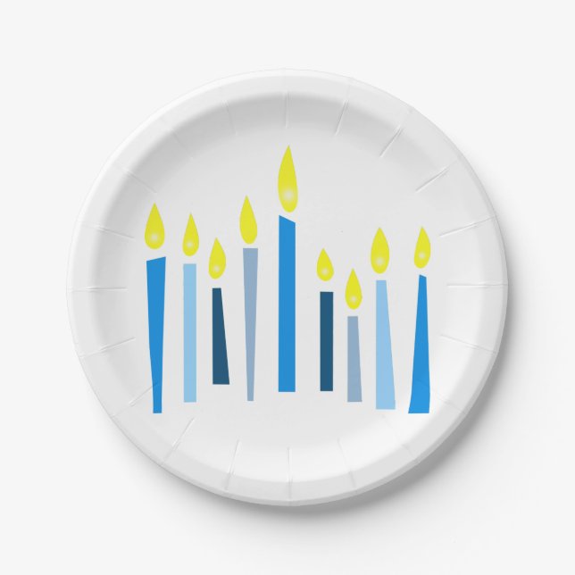 Hanukkah Candles Paper Plates (Front)