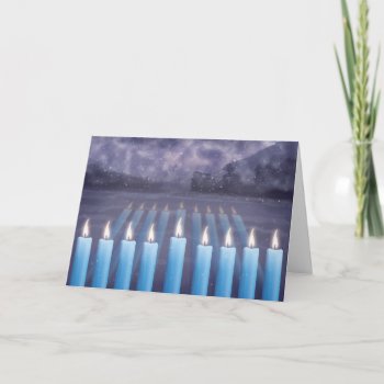 Hanukkah Candles & Snowy Window Greeting Card by LchayimProducts at Zazzle