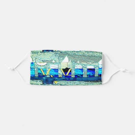 Hanukkah Candles with Gold Star of David Adult Cloth Face Mask (Front, Folded)