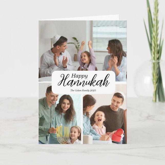 Hanukkah Card 3 Photo Collage Holiday Blessing  (Front)