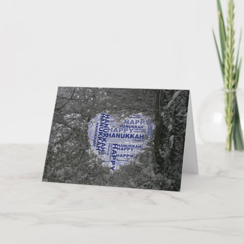 Hanukkah Card Blue Heart Black White Photo Snow