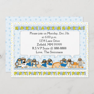 Hanukkah Card Party Invitation 7" x 5" Personalize