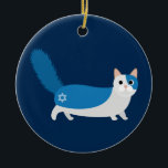 Hanukkah Cat Ceramic Ornament<br><div class="desc">A great gift for cat lovers on Chanukah!</div>