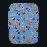 Hanukkah Cat Dreidel Blue Holiday Baby Blanket<br><div class="desc">Cat lovers will be delighted with this fun whimsical "Hanukkat" pattern holiday baby blanket, featuring an orange brown curious tabby cat wearing a kippah, red dreidels and yellow menorahs/channukiahs on a bright blue background. Perfect for a Hannukah / Chanukah gift for the new baby in your family during the Jewish...</div>