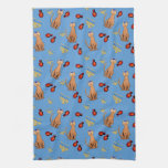 Hanukkah Cat Dreidel Blue Kitchen Towel