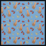 Hanukkah Cat Dreidel Blue Wrap Fabric<br><div class="desc">Cat lovers will be delighted with this fun whimsical "Hanukkat" pattern fabric,  featuring an orange brown curious tabby cat wearing a kippah,  red dreidels and yellow menorahs/channukiahs on a bright blue background. Perfect for your Hannukah / Chanukah decorations during the Jewish Festival of Lights!</div>