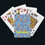 Hanukkah Cat Dreidel Family Game Cards<br><div class="desc">Cat lovers will be delighted with this fun whimsical "Hanukkat" pattern playing cards,  featuring an orange brown curious tabby cat wearing a kippah,  red dreidels and yellow menorahs/channukiahs on a bright blue background. Perfect as a Hannukah / Chanukah present or family game night during the Jewish Festival of Lights!</div>