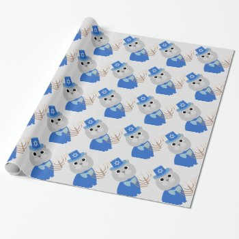 Hanukkah Cat Wrapping Paper by foreverpets at Zazzle