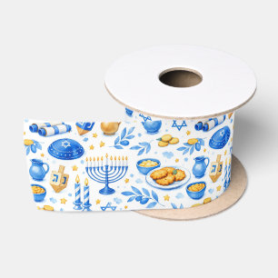 Hanukkah Celebration Icons  Satin Ribbon