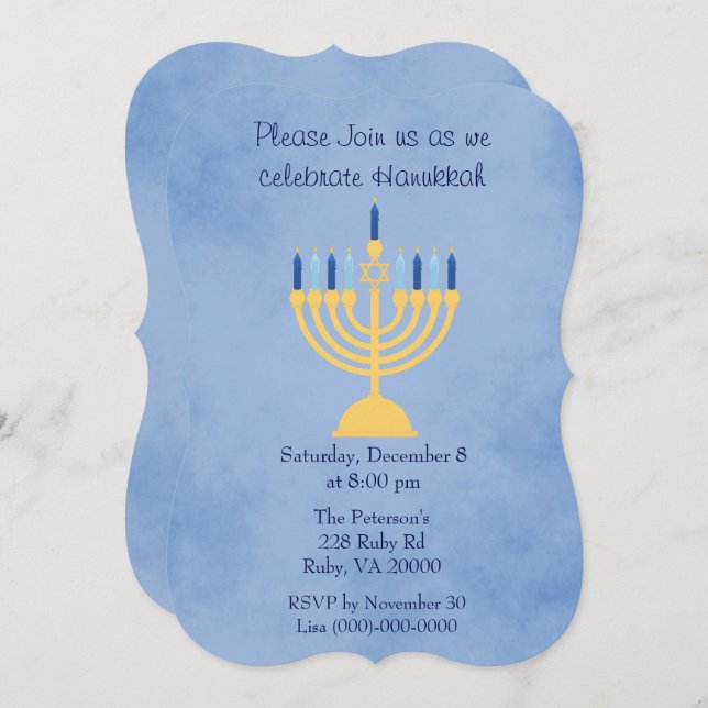 Hanukkah Celebration Party Invitation (Front/Back)