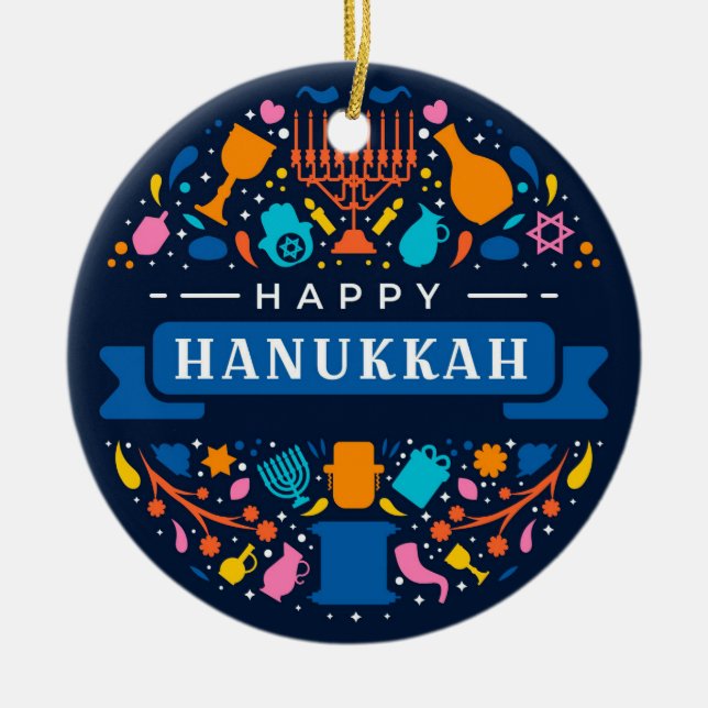 Hanukkah Ceramic Ornament (Front)
