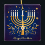 Hanukkah Ceramic Ornament<br><div class="desc">Hanukkah Ceramic Ornament
Jewish festival,  lasting eight days from the 25th day of Kislev (in December) and commemorating the rededication of the Temple in 165 BC by the Maccabees after its desecration by the Syrians. It is marked by the successive kindling of eight lights.</div>