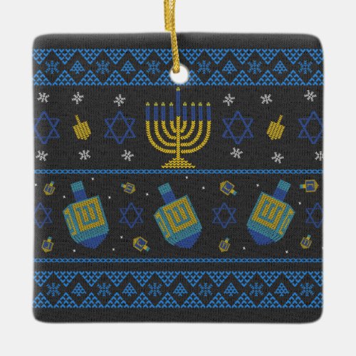 Hanukkah ceramic ornament