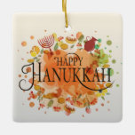 Hanukkah Ceramic Ornament<br><div class="desc">Hanukkah Ceramic Ornament
Jewish festival,  lasting eight days from the 25th day of Kislev (in December) and commemorating the rededication of the Temple in 165 BC by the Maccabees after its desecration by the Syrians. It is marked by the successive kindling of eight lights.</div>
