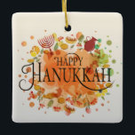 Hanukkah Ceramic Ornament<br><div class="desc">Hanukkah Ceramic Ornament
Jewish festival, lasting eight days from the 25th day of Kislev (in December) and commemorating the rededication of the Temple in 165 BC by the Maccabees after its desecration by the Syrians. It is marked by the successive kindling of eight lights.</div>