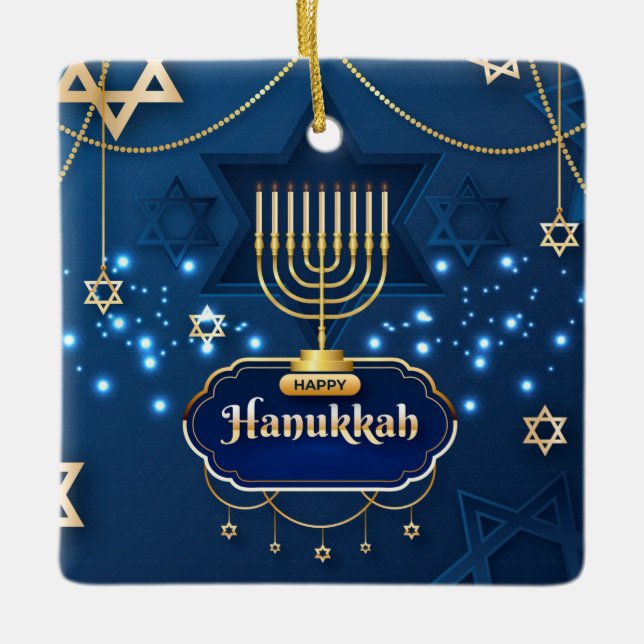 Hanukkah Ceramic Ornament (Front)