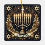 Hanukkah Ceramic Ornament<br><div class="desc">Hanukkah Ceramic Ornament
Jewish festival, lasting eight days from the 25th day of Kislev (in December) and commemorating the rededication of the Temple in 165 BC by the Maccabees after its desecration by the Syrians. It is marked by the successive kindling of eight lights.</div>