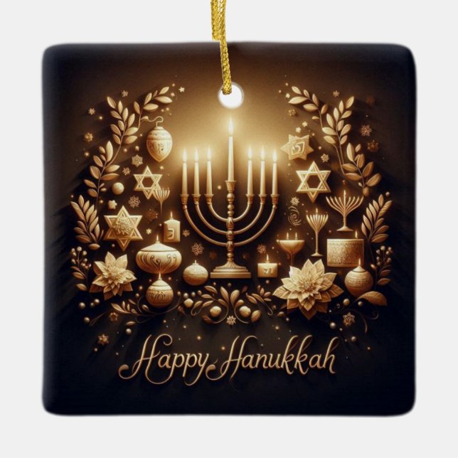 Hanukkah Ceramic Ornament (Front)