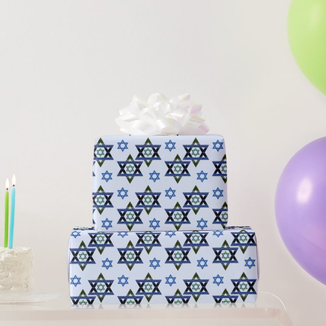 Hanukkah, Chanukah, Bar,Bat Mitzvah Star of David Wrapping Paper (Party Gifts)