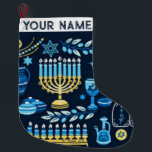 Hanukkah Chanukah Blue Modern Christmas Jewish Large Christmas Stocking<br><div class="desc">Hanukah, menorah, home decor, Hanukkah decor, colorful menorah, Jewish December, menorah stocking, personalized, festival of lights, </div>
