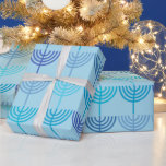 Hanukkah Chanukah Chanukkiah Menorah Pattern Blue Wrapping Paper<br><div class="desc">Hanukkah Chanukah Chanukkiah Menorah Pattern in Blue. Lovely modern minimalist geometric design for the Jewish festival of lights. By Kierkegaard Design Studio.</div>