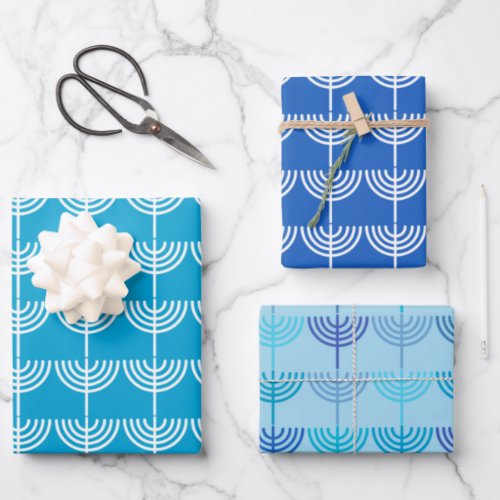 Hanukkah Chanukah Chanukkiah Menorah Pattern Wrapping Paper Sheets