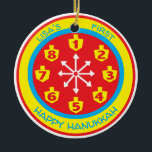 Hanukkah Chanukah COLORFUL 8 CRAZY NIGHTS Ornament<br><div class="desc">Hanukkah "COLORFUL 8 CRAZY NIGHTS" Circle Ornament. (2 sided) Personalize by deleting text on front and back of the ornament. Then using your favorite font color, size, and style, type in your own words. Background color can be changed out by choosing a different color from color swatches. Colors of circle...</div>