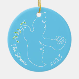 Hanukkah "Chanukah Dove" Circle Ornament