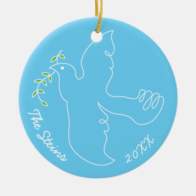 Hanukkah "Chanukah Dove" Circle Ornament (Front)