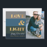 Hanukkah Chanukah Gold Love & Light Photo<br><div class="desc">Our Hanukkah / Chanukah Gold Love & Light Holiday card is an elegant,  classy way to share your Hanukkah/ Chanukah wishes with friends,  family & clients!  With space for you to personalize with your name and Photo.  Inquiries? message us or email bestdresssedbread@gmail.com. Happy Chanukah!!</div>
