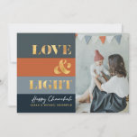 Hanukkah Chanukah Gold Love & Light Photo<br><div class="desc">Our Hanukkah / Chanukah Gold Love & Light Holiday card is an elegant,  classy way to share your Hanukkah/ Chanukah wishes with friends,  family & clients!  With space for you to personalize with your name and Photo.  Inquiries? message us or email bestdresssedbread@gmail.com. Happy Chanukah!!</div>