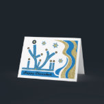 Hanukkah/Chanukah Greeting Card with Envelope<br><div class="desc">Hanukkah/Chanukah Greeting Card with White Envelope Blue/Gold. Modern Menorah design with lots of zing! Personalize by deleting, "Happy Chanukah" and choosing your favorite font style, color, size and wording . Use the blank inside page to express your best wishes for a wonderful Hanukkah! Look for matching postage stamp, photo card,...</div>