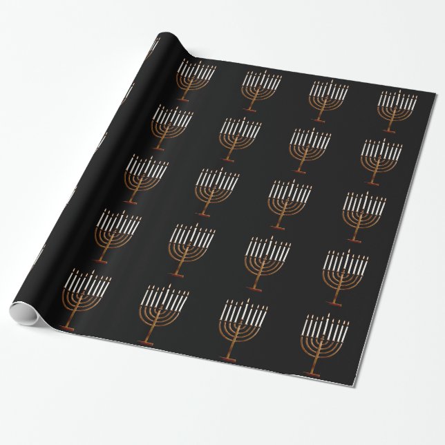 Hanukkah Chanukah Hanukah Hannukah Menorah Candles Wrapping Paper (Unrolled)