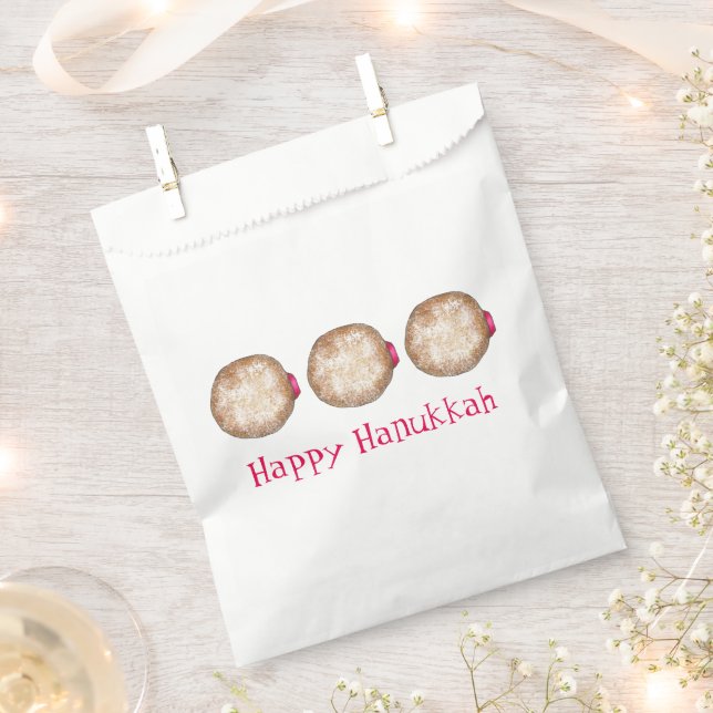 Hanukkah Chanukah Jewish Holidays Jelly Doughnut Favor Bag (Clipped)