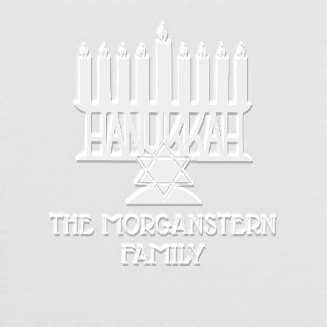 Hanukkah Chanukah Lit Menorah #2 Family Name Embosser (Design)