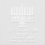 Hanukkah Chanukah Lit Menorah #2 Name Address Embosser<br><div class="desc">Happy Hanukkah Chanukah Lit Menorah #2 Star of David Name Return Address ========</div>