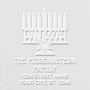 Hanukkah Chanukah Lit Menorah #2 Name Address Embosser