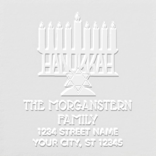 Hanukkah Chanukah Lit Menorah #2 Name Address Embosser (Design)