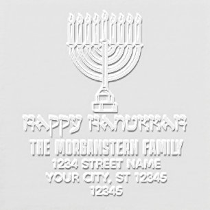 Hanukkah Chanukah Lit Menorah #31L Name Address Embosser