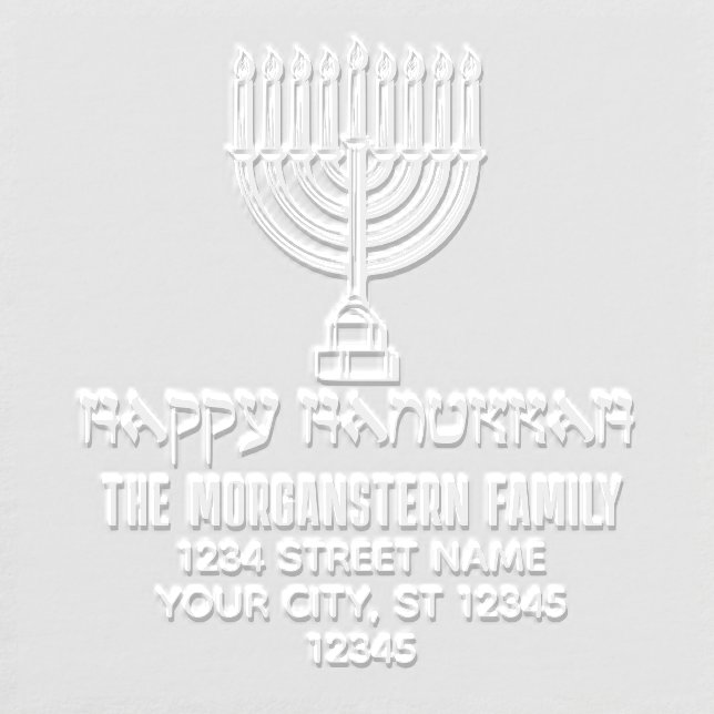 Hanukkah Chanukah Lit Menorah #31L Name Address Embosser (Design)
