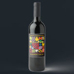 Hanukkah Chanukah Menorah Dreidel Jewish Symbols Wine Label<br><div class="desc">Hanukkah / Chanukah Colorful Modern Geometric Pattern CUSTOM Wine Label. Menorah, Dreidel, Donuts, Stars & Olive oil... They are all here. Hebrew & Jewish Hanukkah Symbols Space to add your name. Happy Hanukkah wishes. This upscale, beautiful, look, is a great way to wish friends, family, and clients, a very Happy...</div>