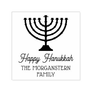 Hanukkah Chanukah Menorah Family Name Self-inking Stamp